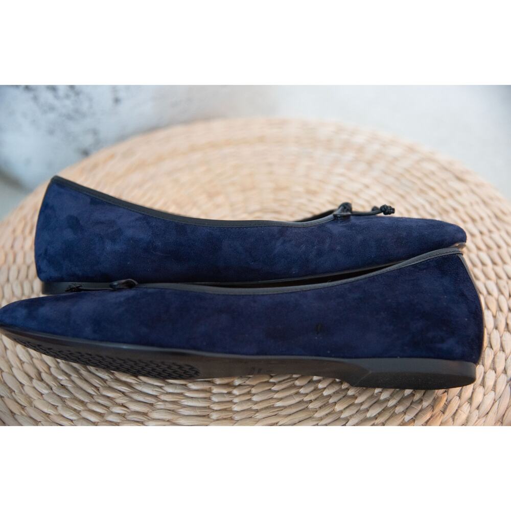 Cole Haan Classic Ballerina Flats Navy Suede Square Toe Size 9B Leather Liningng - Picture 8 of 10